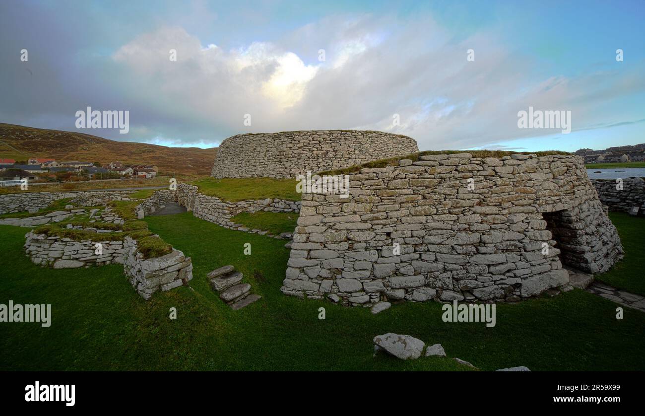 Clickimin Broch storico monumento scozzese, The Willows, 38 South Rd, Lerwick, Sound, Shetland ZE1 0° Foto Stock