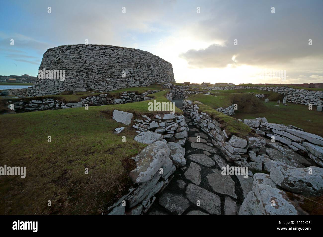 Clickimin Broch storico monumento scozzese, The Willows, 38 South Rd, Lerwick, Sound, Shetland ZE1 0° Foto Stock