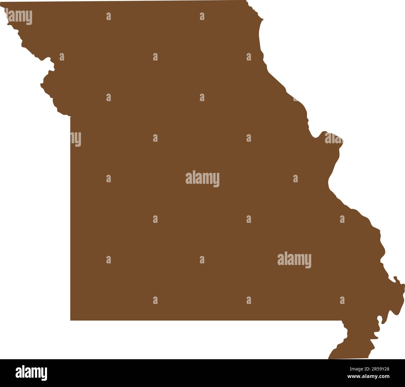 Mappa dei colori CMYK MARRONE del MISSOURI, USA Illustrazione Vettoriale