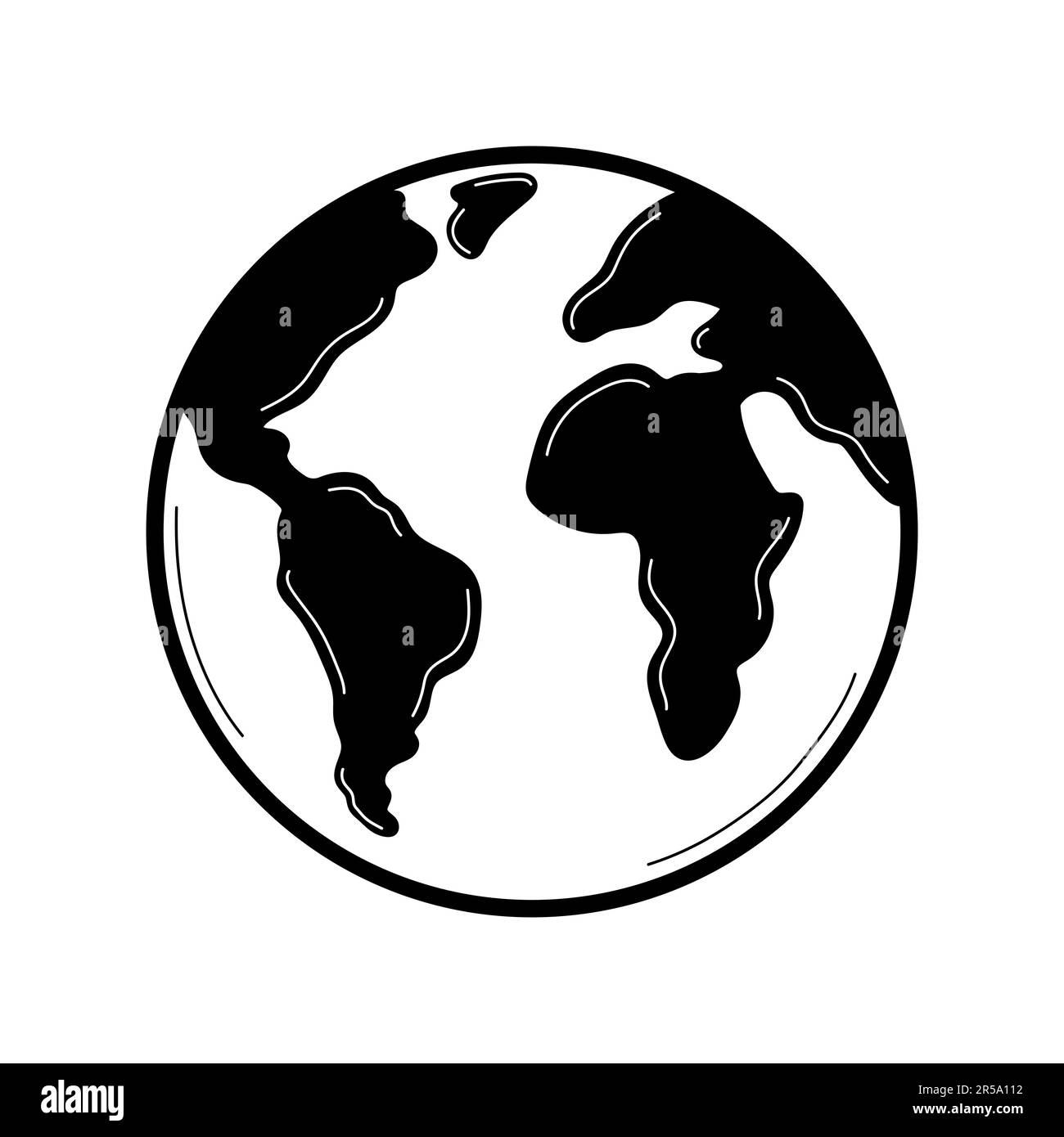 Icona del globo disegnata a mano. Stile di schizzo Doodle. Pianeta di terra. Illustrazione del vettore isolato. Illustrazione Vettoriale