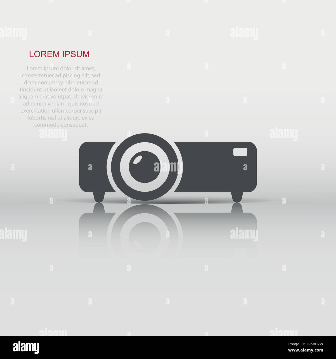 Video proiettore segno icona in stile appartamento. Cinema dispositivo di presentazione illustrazione vettoriale bianco su sfondo isolato. Conferenza il concetto di business. Illustrazione Vettoriale