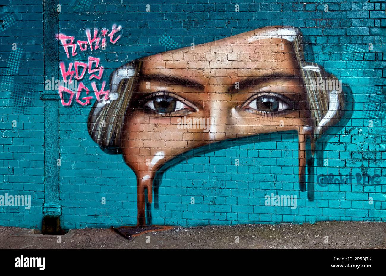 Graffiti Street art, Digbeth Birmingham, Inghilterra Regno Unito Foto Stock