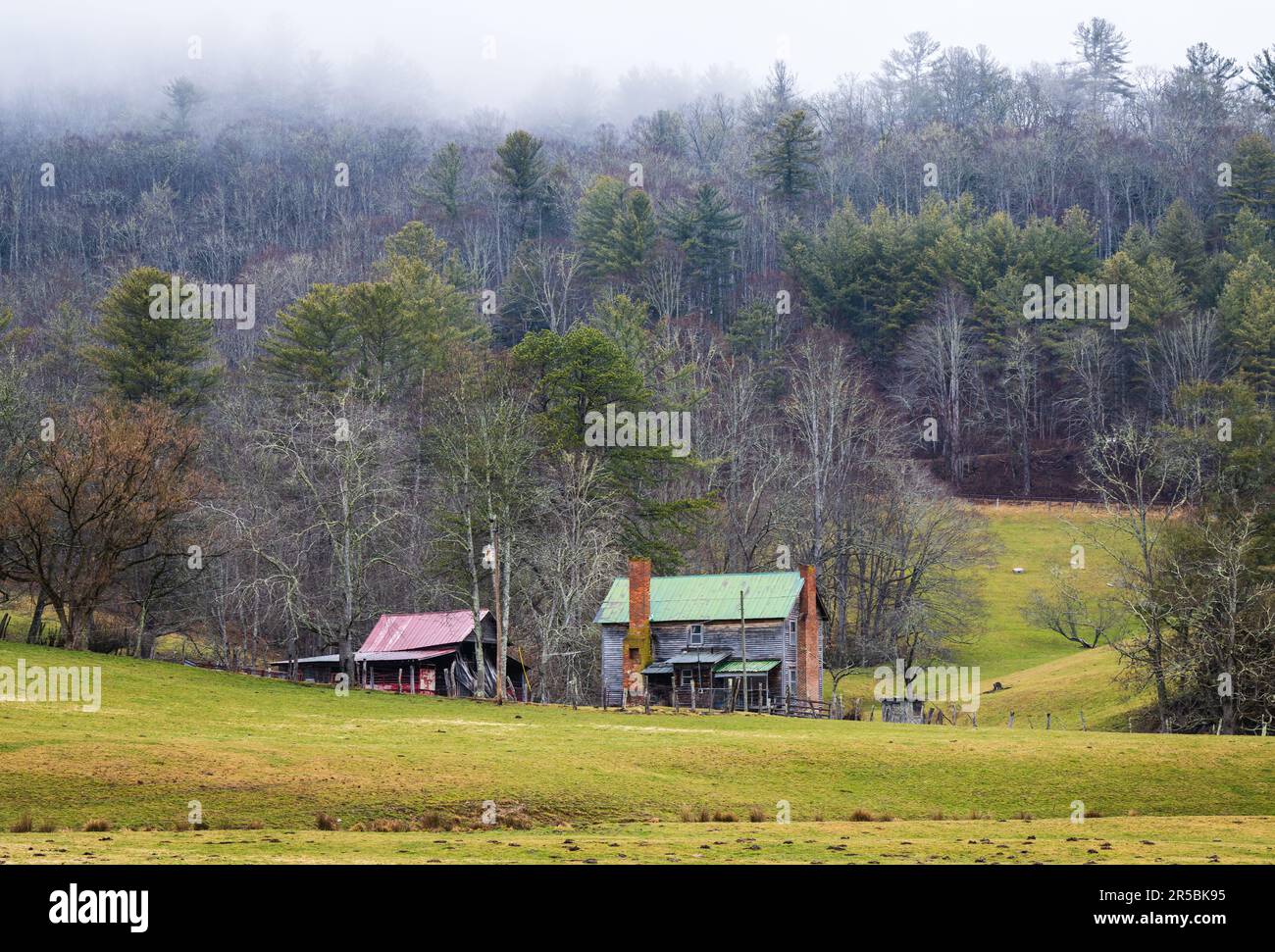 Un paesaggio rurale in Valle Crucis, North Carolina USA Foto Stock