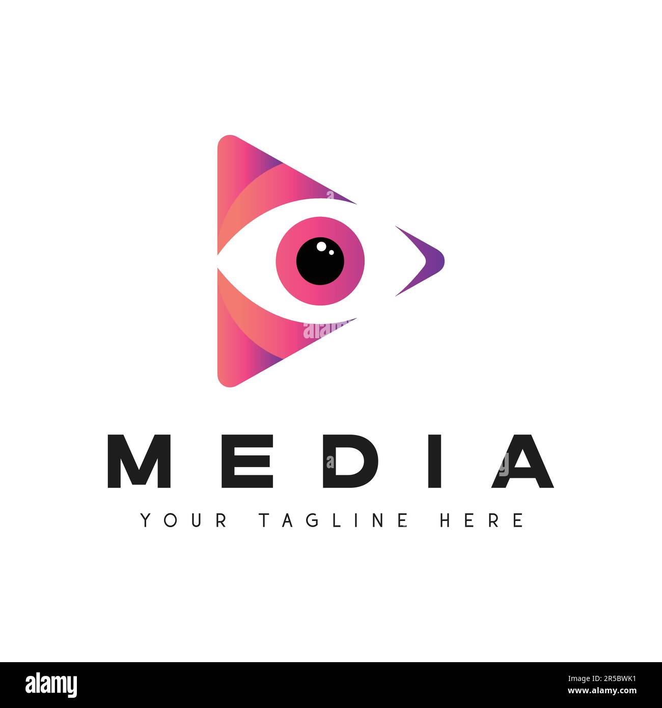 Logo di media Eye Design pulsante di riproduzione Logo di media Logo astratto Illustrazione Vettoriale