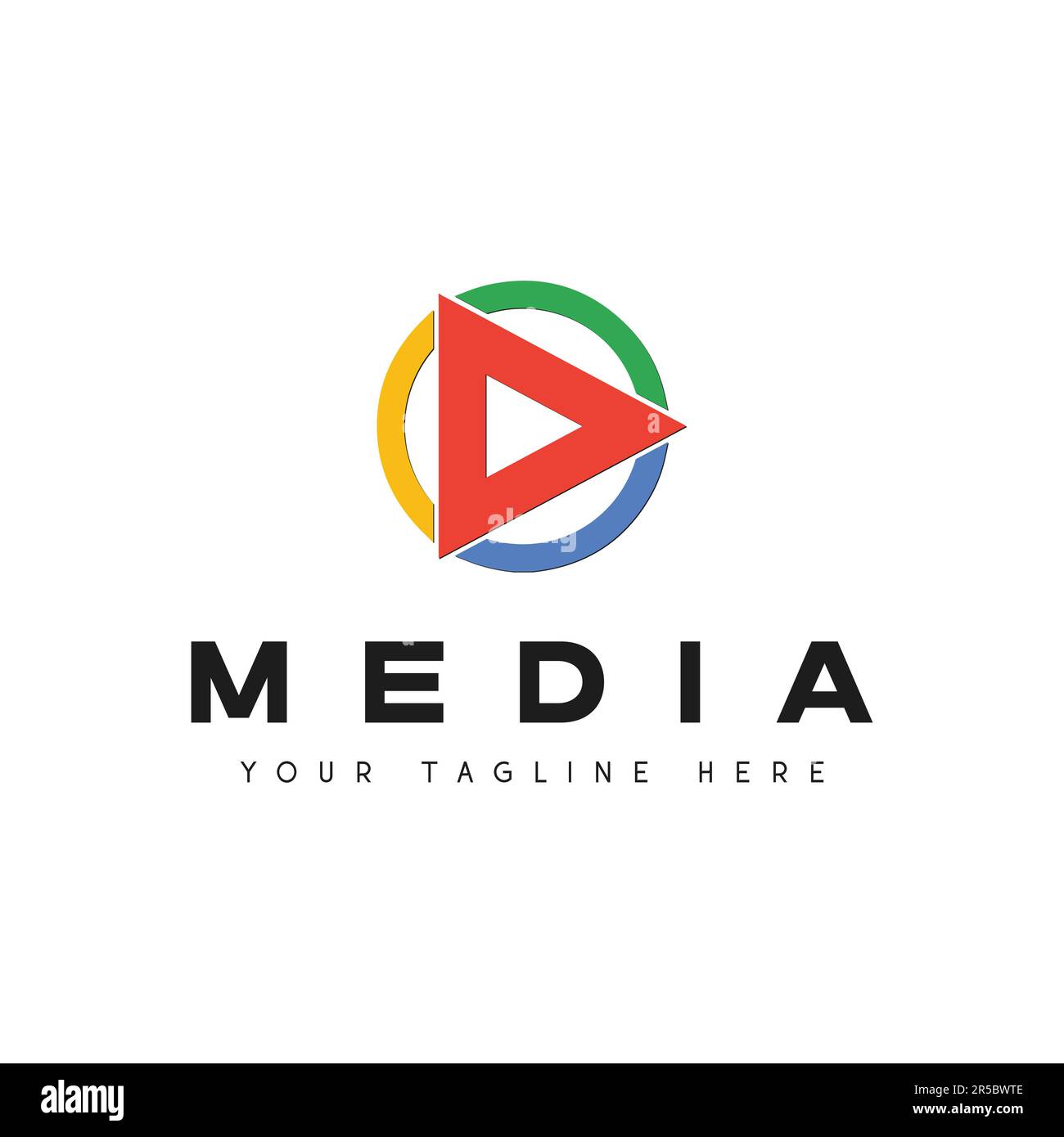 Logo di media Eye Design pulsante di riproduzione Logo di media Logo astratto Illustrazione Vettoriale