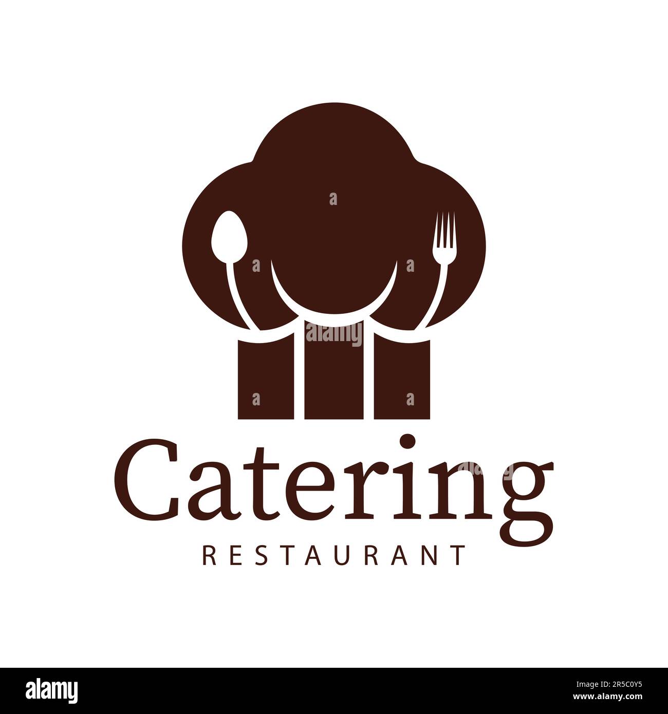 Catering Logo Design Chef Cap Fork e logo Spoon Illustrazione Vettoriale