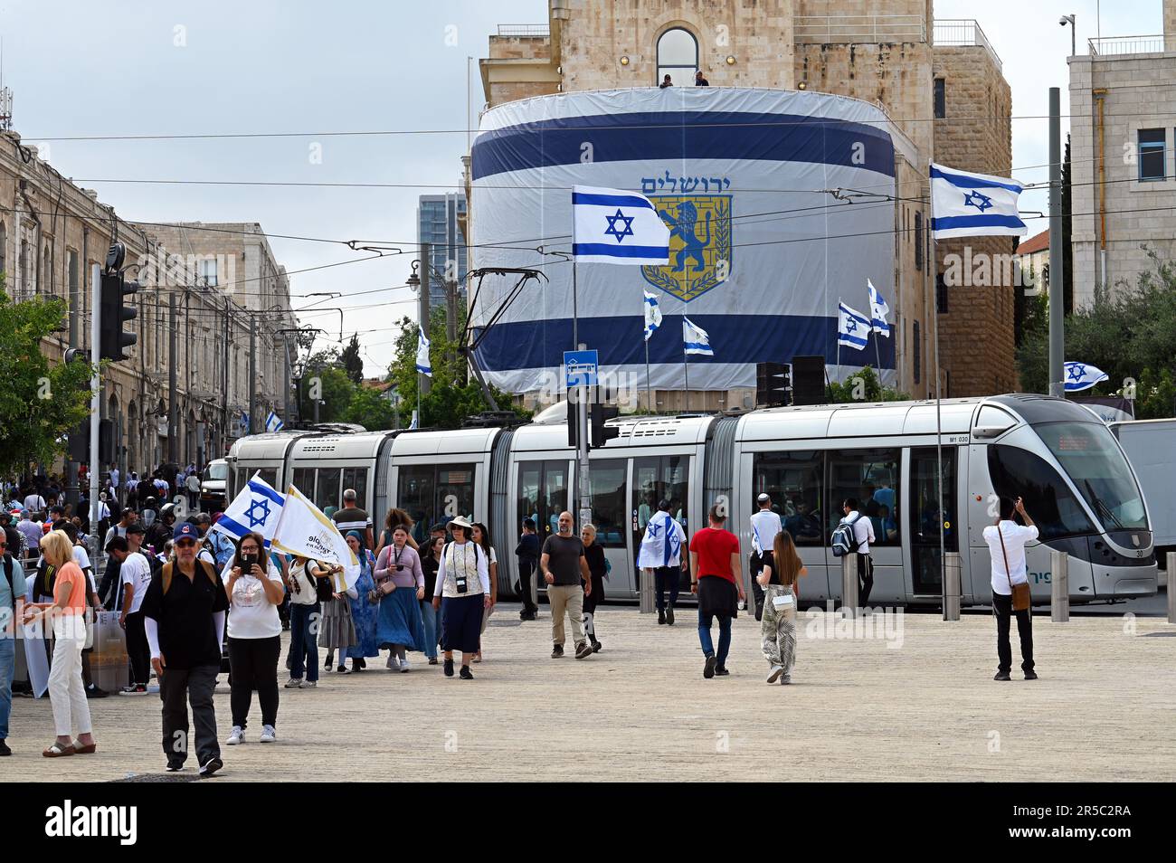 Festa nella piazza di Tzahal per il giorno di Gerusalemme Foto Stock
