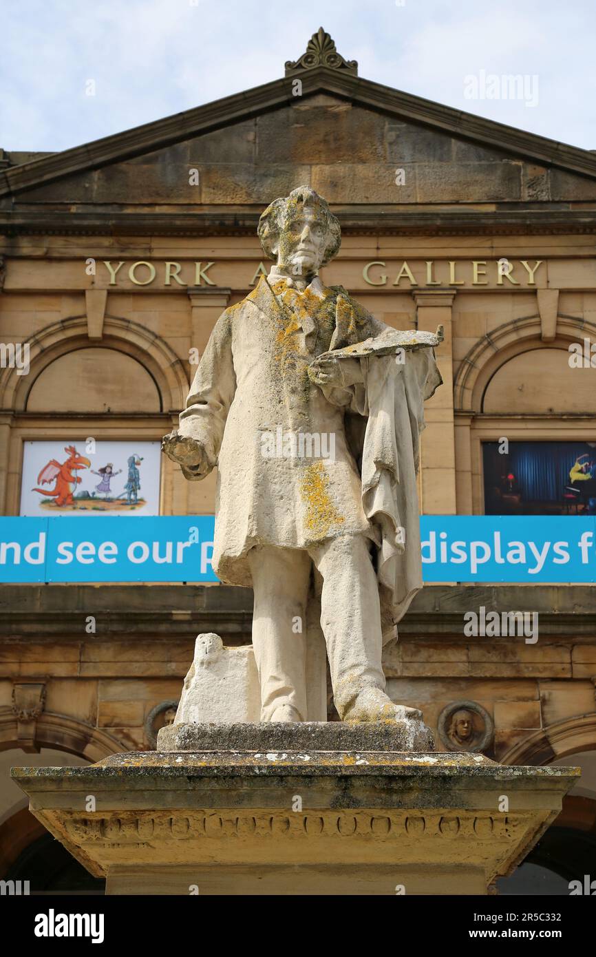 Statua dell'artista William Etty, York Art Gallery, Exhibition Square, Saint Leonard's Place, York, North Yorkshire, Inghilterra, Gran Bretagna, Regno Unito, Europa Foto Stock