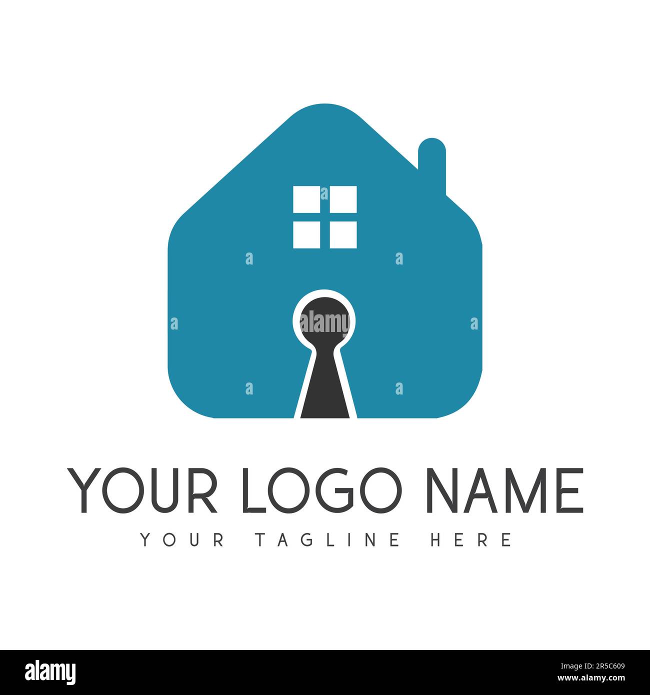 Casa moderna Logo Design Real Estate logotipo di lusso Vintage Real Estate chiavi Home Key Hole Logo Illustrazione Vettoriale