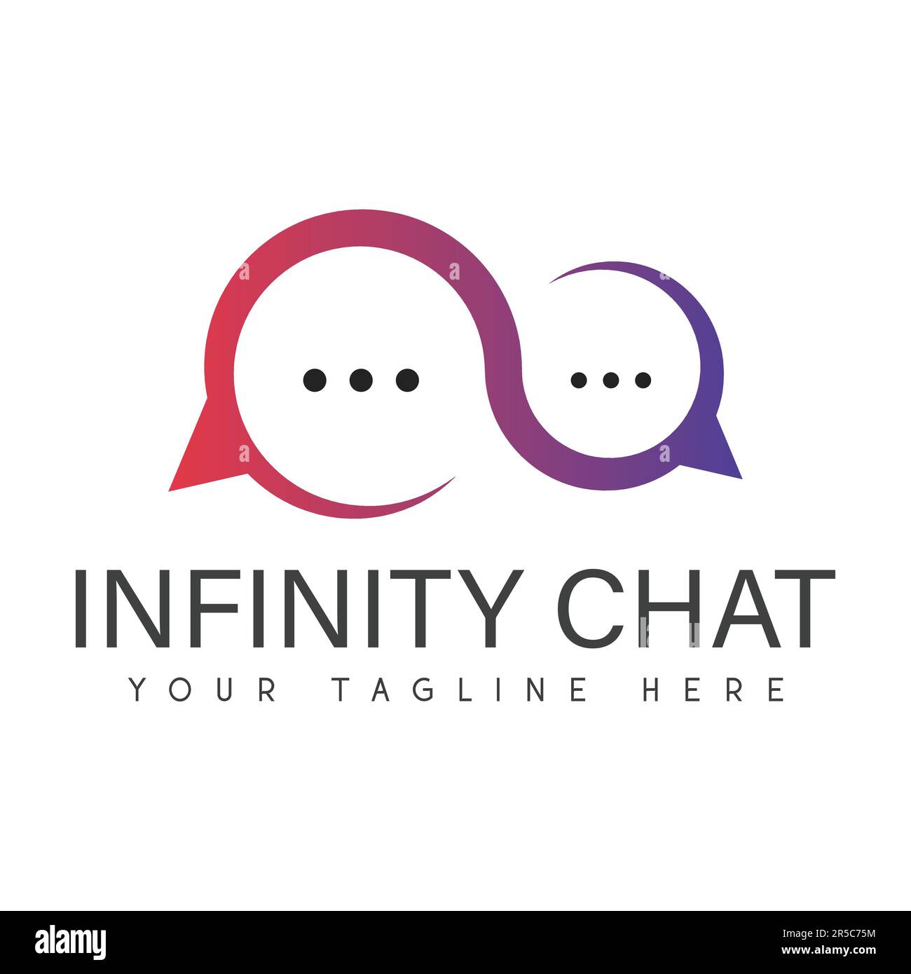 Infinity Chat Logo Design chattare persone parlare logotipo Illustrazione Vettoriale