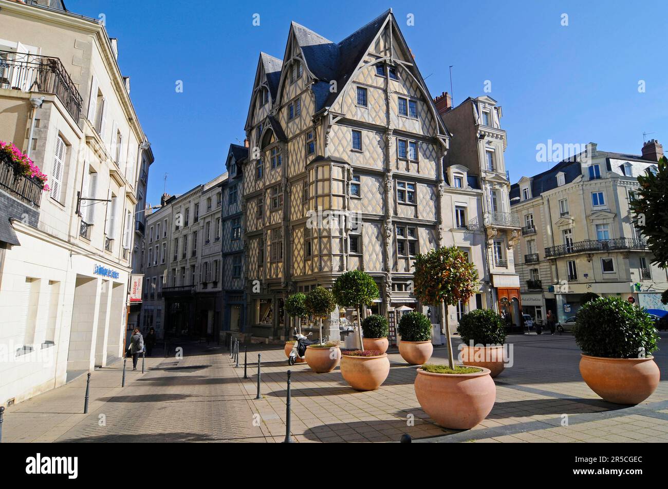 Maison d'Adam, Casa di Adam, edificio più antico della città, Place Sainte Croix, Angers, Maine-et-Loire dipartimento, Pays de la Loire, Francia Foto Stock