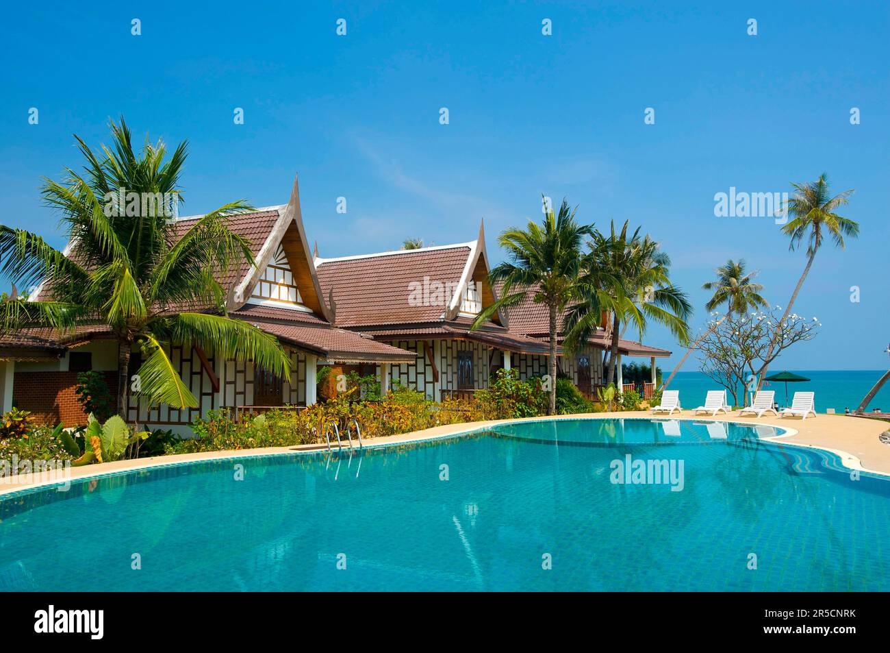 Complesso alberghiero sulla spiaggia di Lamai, Isola di Ko Samui, Thailandia, Thailandia Meridionale, Resort Foto Stock