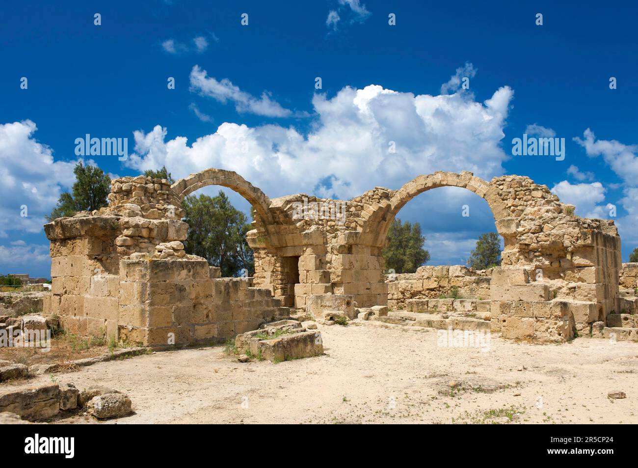 Saranda Kolones nella zona di scavo a Pafos, Paphos, Cipro del Sud Foto Stock