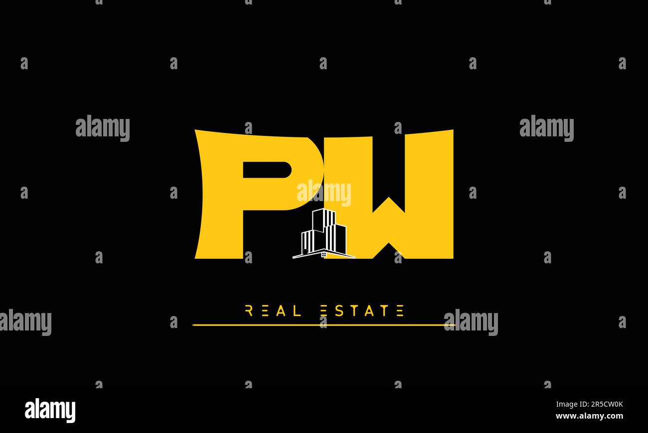 Lettere del bene immobile moderno Creative logo PW , WP Illustrazione Vettoriale
