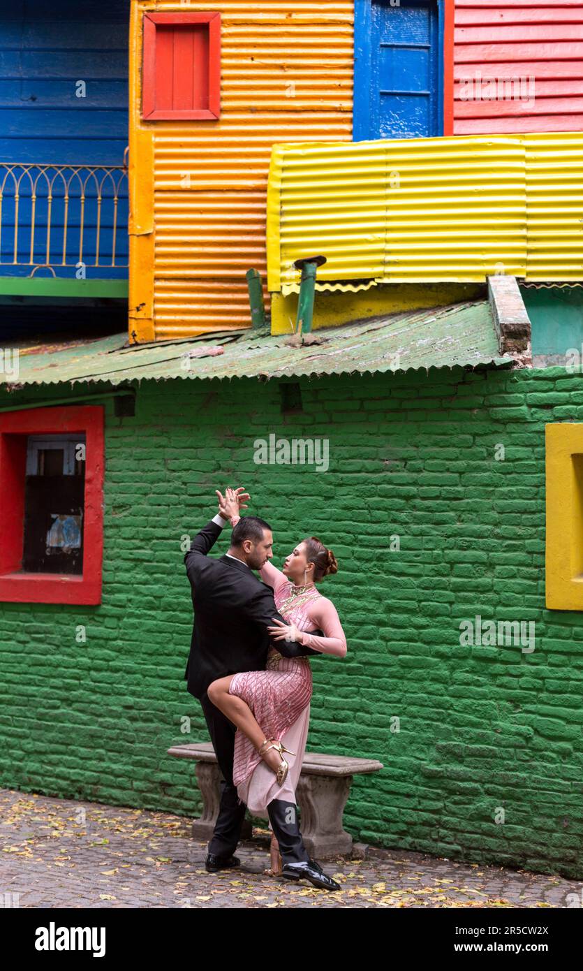 Ballerini di tango a Caminito, la Boca, Buenos Aires. Foto Stock