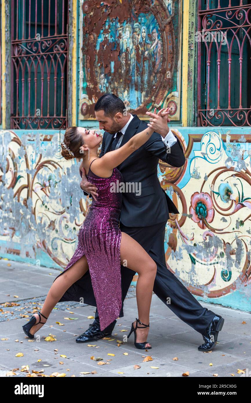 Ballerini di tango a Caminito, la Boca, Buenos Aires. Foto Stock