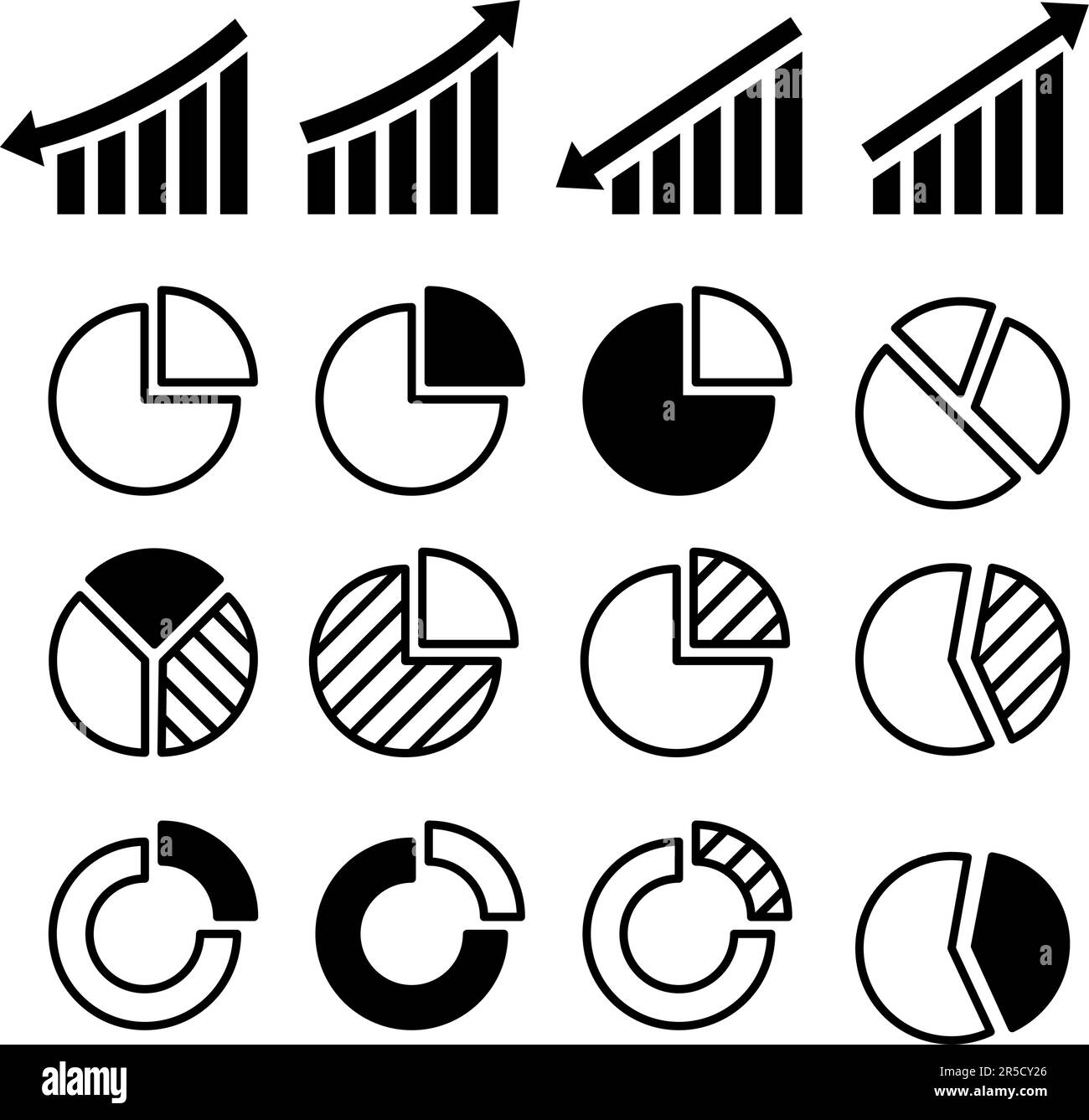 Set di icone grafico a torta e grafico. Illustrazione vettoriale Illustrazione Vettoriale