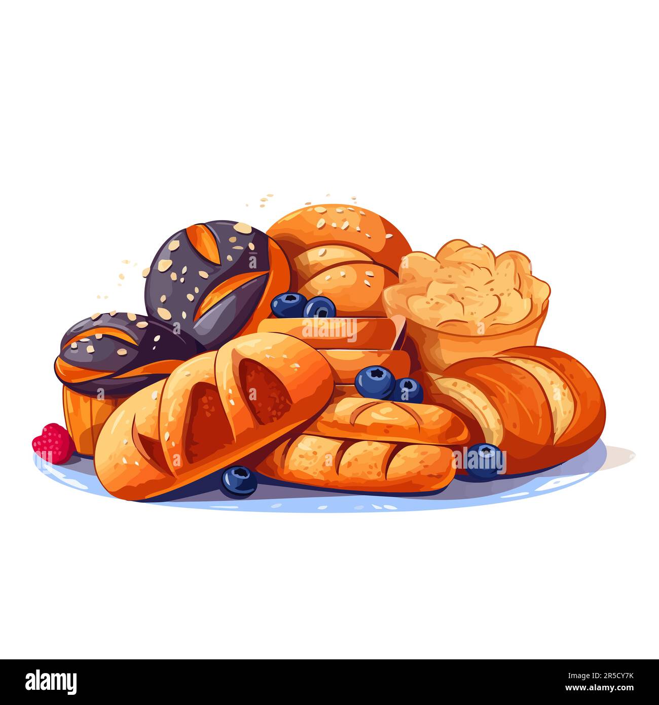 Immagine del pane fresco. Pani isolati su sfondo bianco Illustrazione Vettoriale