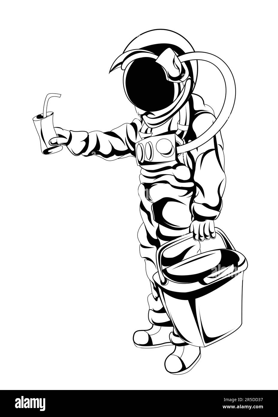 Carattere astronauta spazio adatto come regalo di compleanno per i vostri amici, celebrazione, evento o comunità spaziale e astronauta. Tour spaziale Illustrazione Vettoriale