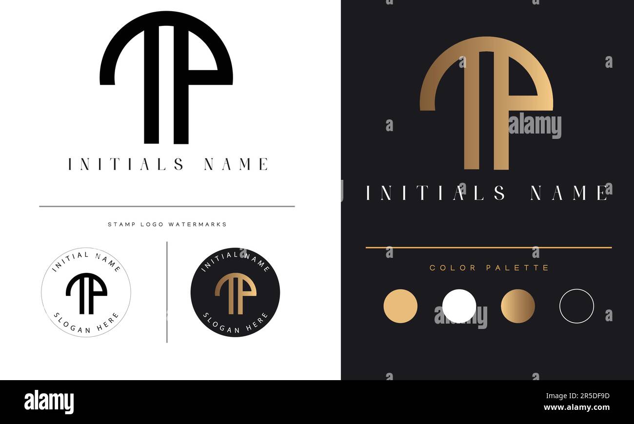 Design con logo a lettera monogramma iniziale TP o PT Luxury Illustrazione Vettoriale