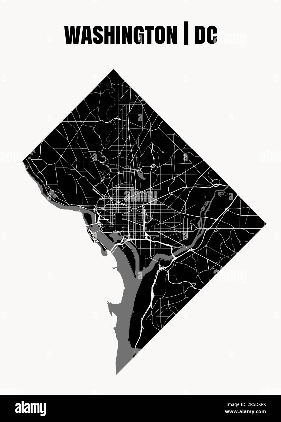 Washington DC, USA mappa poster arte Illustrazione Vettoriale