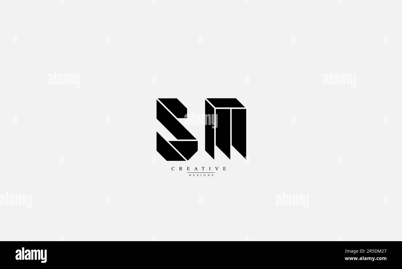 Lettere alfabetiche iniziali Monogramma logo SM S M Illustrazione Vettoriale