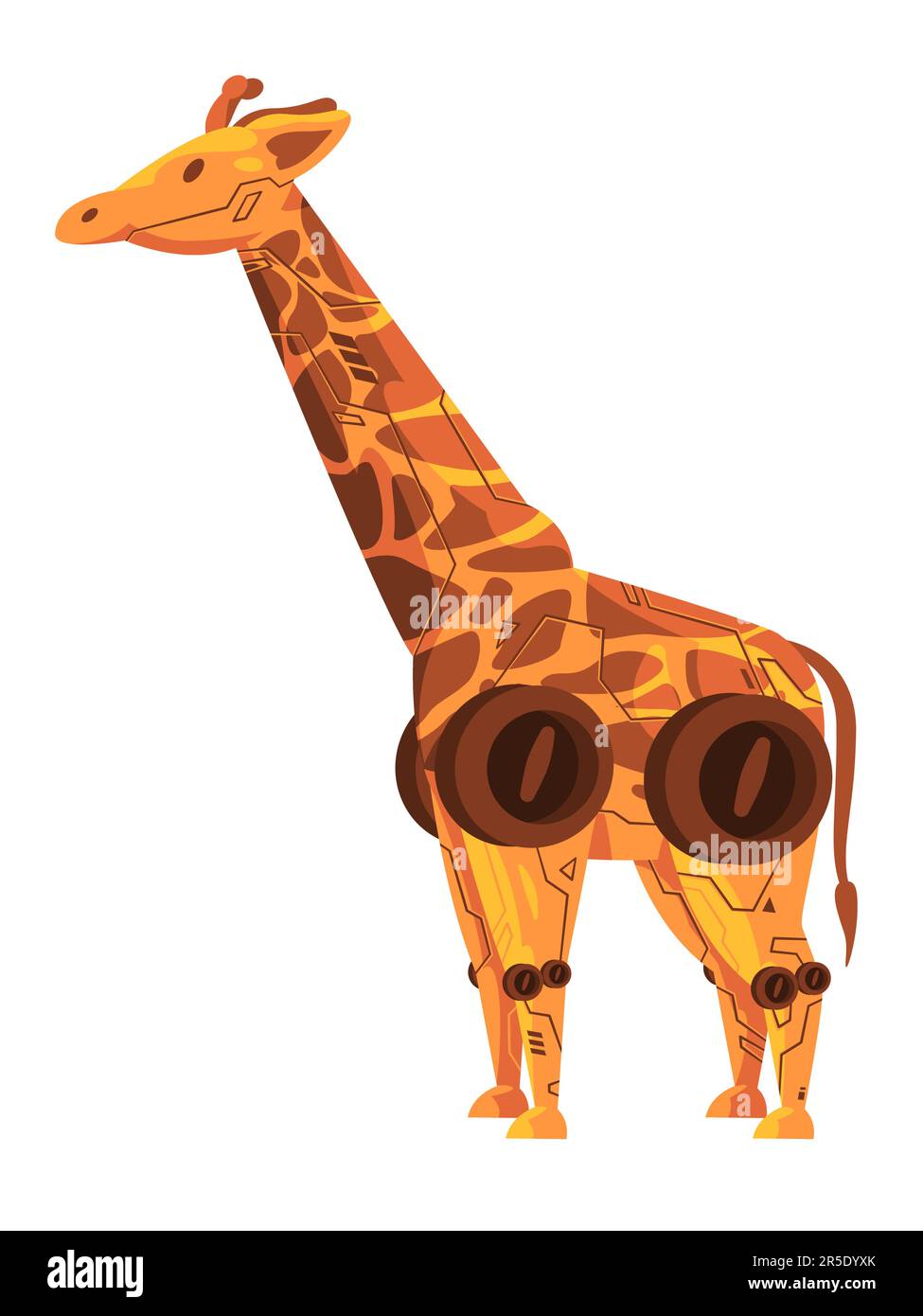 Giraffe robot animale robot robot creatura robot macchina giocattolo futuristico cyborg illustrazione grafica Illustrazione Vettoriale