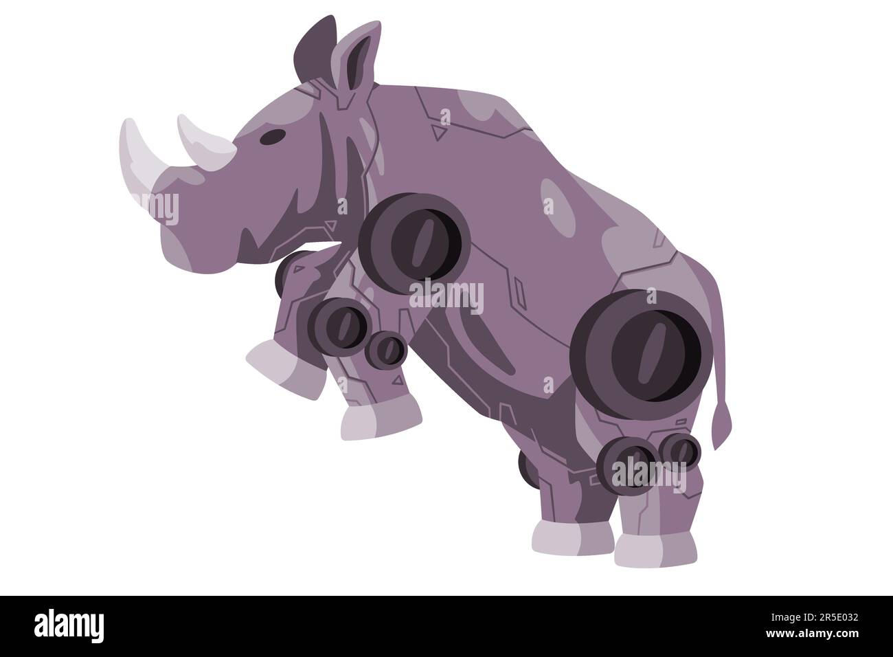 Rhino rinoceronte corno grande robot animale giocattoli robot creatura robot macchina futuristica cyborg illustrazione grafica Illustrazione Vettoriale