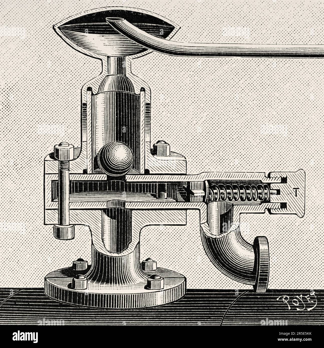 Valvola a sfera, fine 19th ° secolo. Antica incisione del 19th ° secolo da la Nature 1887 Foto Stock