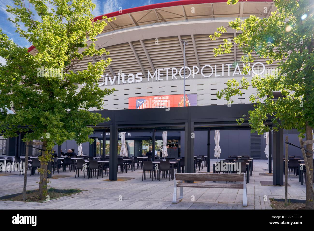 Vista sulla moderna arena Civitas Metropolitano - la sede ufficiale del FC Atletico Madrid Foto Stock