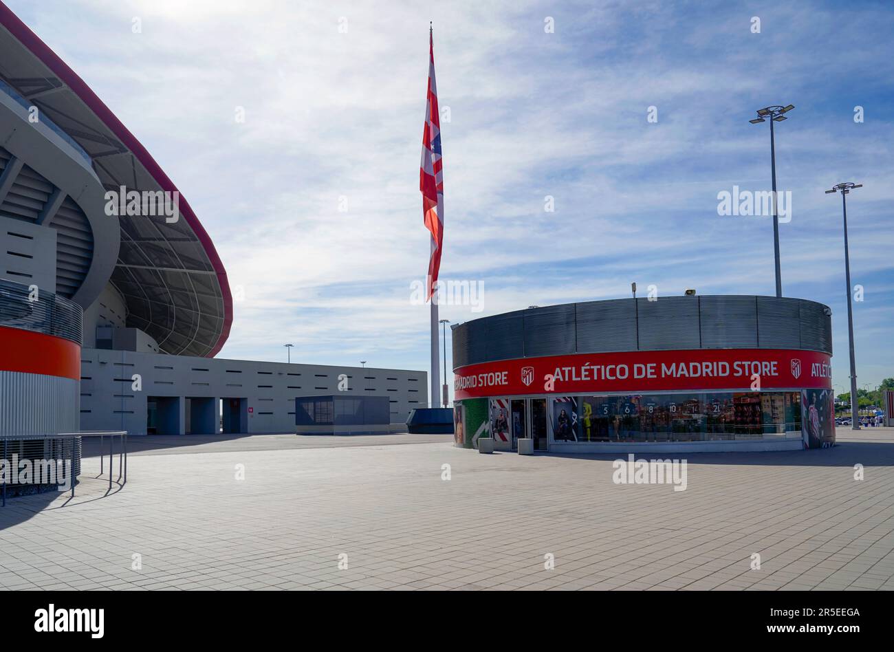 Vista sulla moderna arena Civitas Metropolitano - la sede ufficiale del FC Atletico Madrid Foto Stock