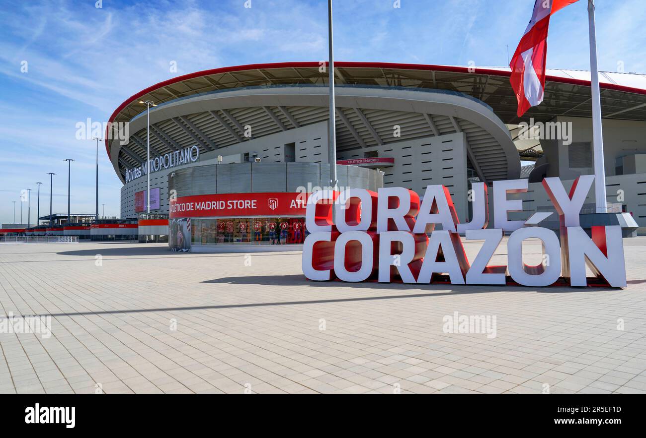 Vista sulla moderna arena Civitas Metropolitano - la sede ufficiale del FC Atletico Madrid Foto Stock