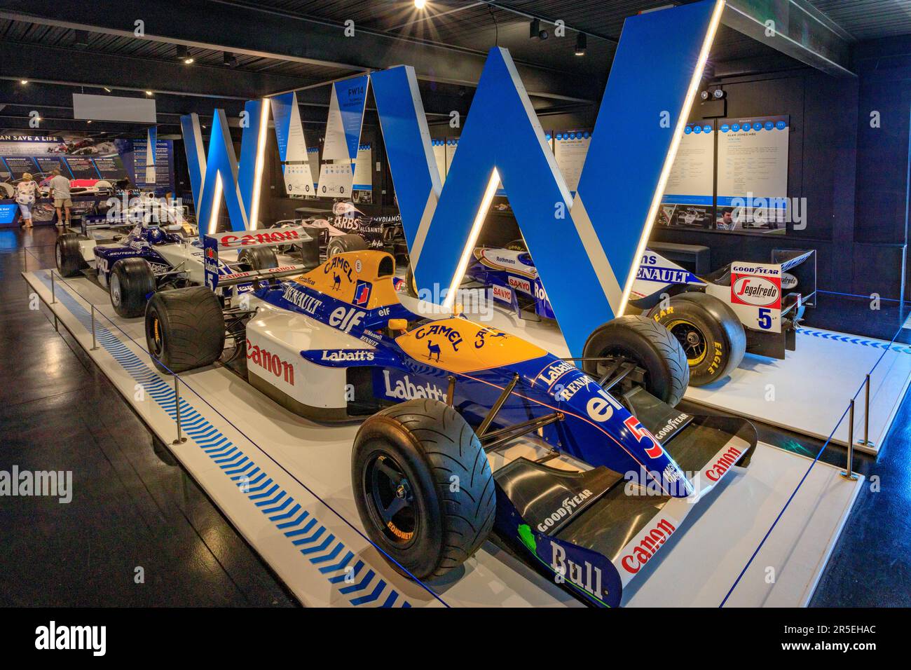 L'auto Williams F1 di Nigel Mansell al Haynes International Motor Museum di Sparkford, Somerset, Regno Unito Foto Stock