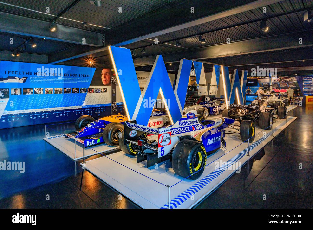 L'auto di Damon Hill nella Williams F1 Room presso l'Haynes International Motor Museum, Sparkford, Somerset, Regno Unito Foto Stock
