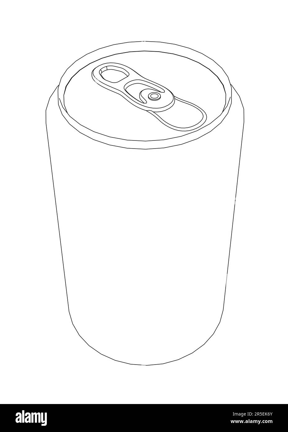 Contorno di una lattina per bevande da linee nere isolate su sfondo bianco. Vista isometrica. 3D. Illustrazione vettoriale. Illustrazione Vettoriale