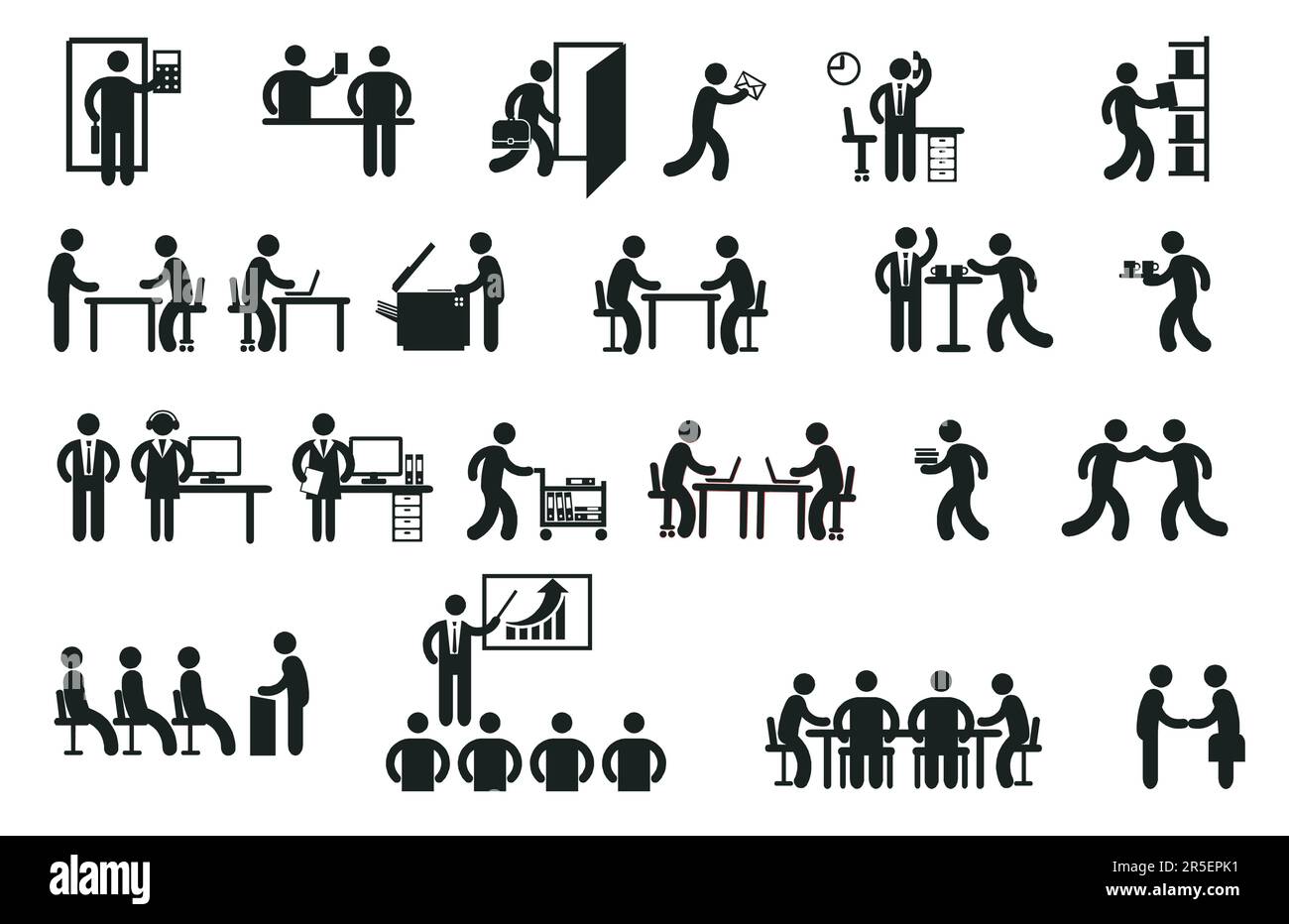 Lavoro del team aziendale – pittogramma, illustrazione del concetto Illustrazione Vettoriale