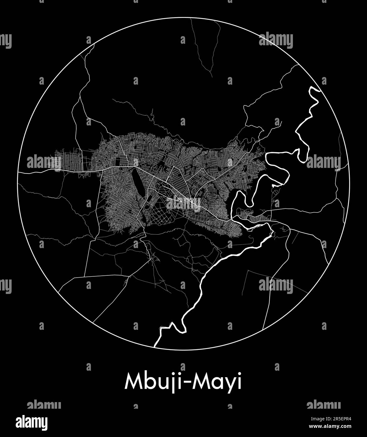 Mappa della città Mbuji-Mayi Repubblica Democratica del Congo Africa illustrazione vettoriale Illustrazione Vettoriale
