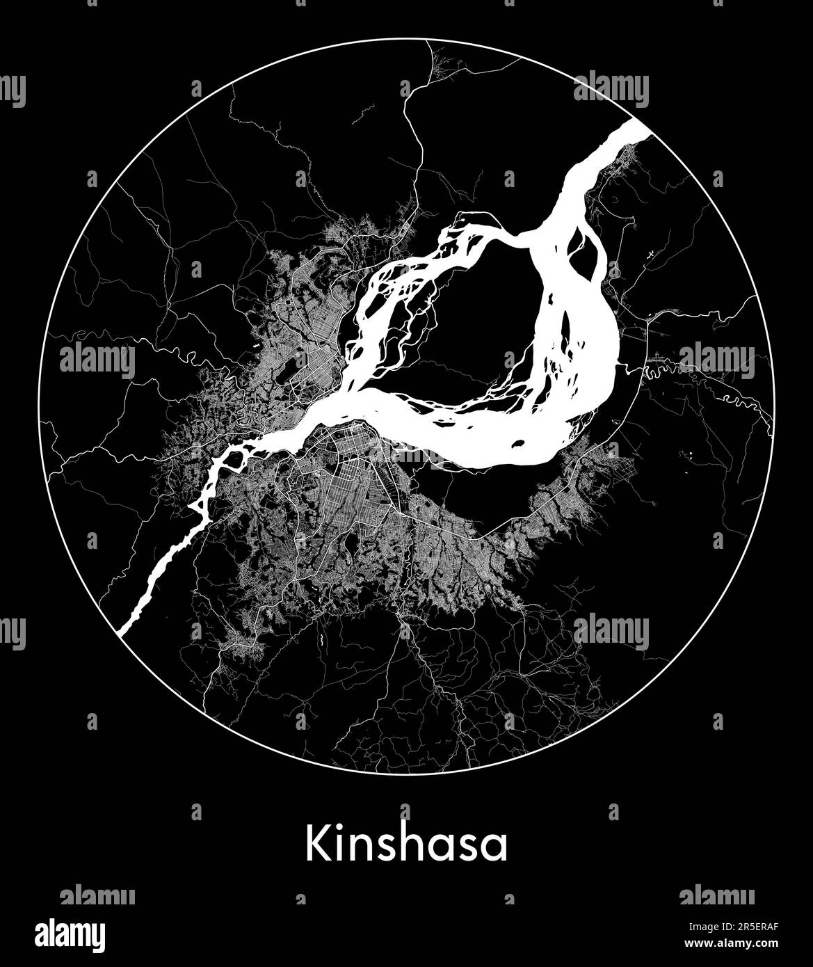Mappa della città Kinshasa Repubblica Democratica del Congo Africa illustrazione vettoriale Illustrazione Vettoriale