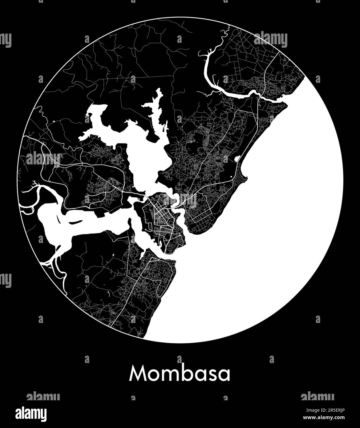 Mappa della città Mombasa Kenya Africa illustrazione vettoriale Illustrazione Vettoriale