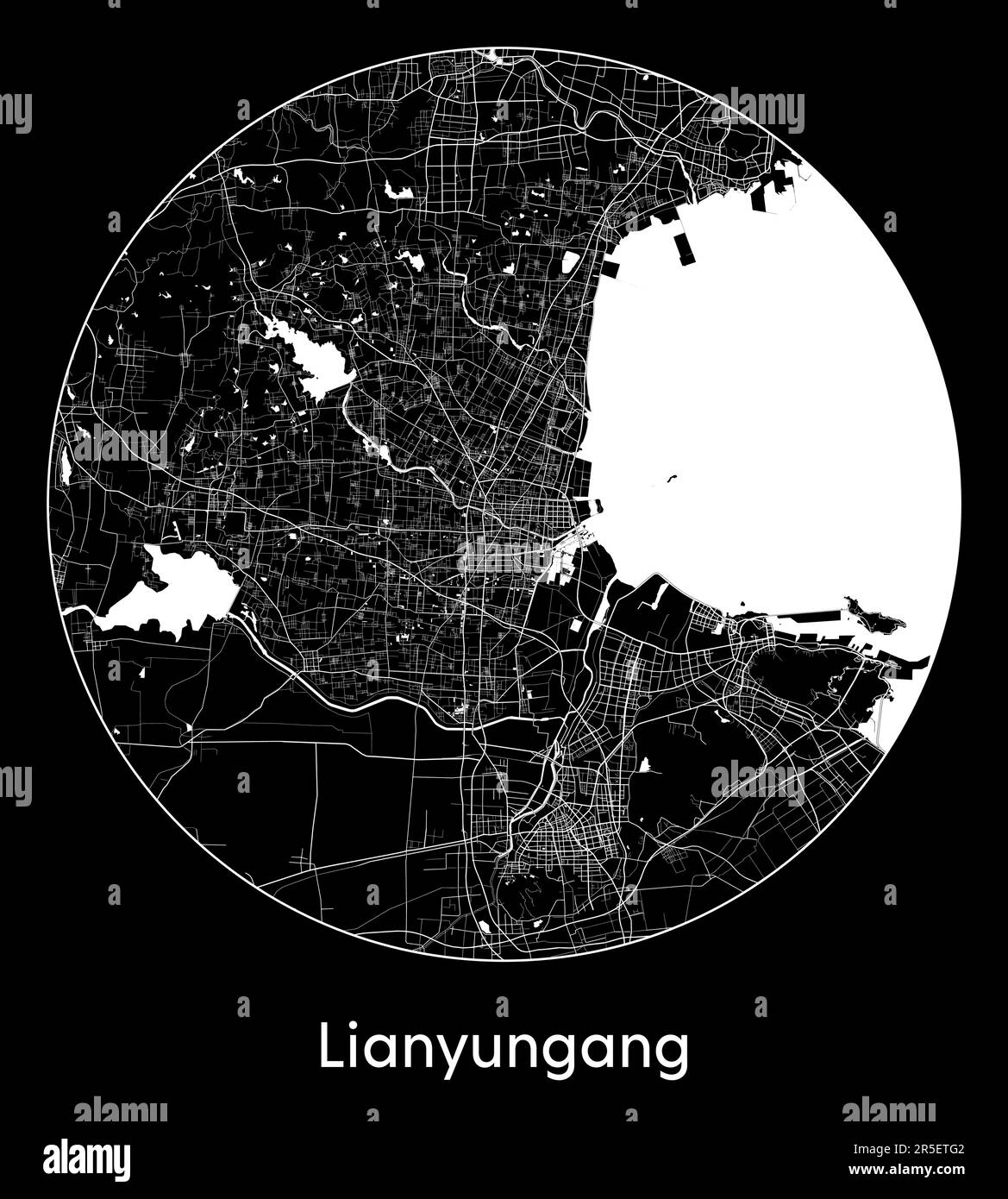 Mappa della città Lianyungang Cina Asia illustrazione vettoriale Illustrazione Vettoriale