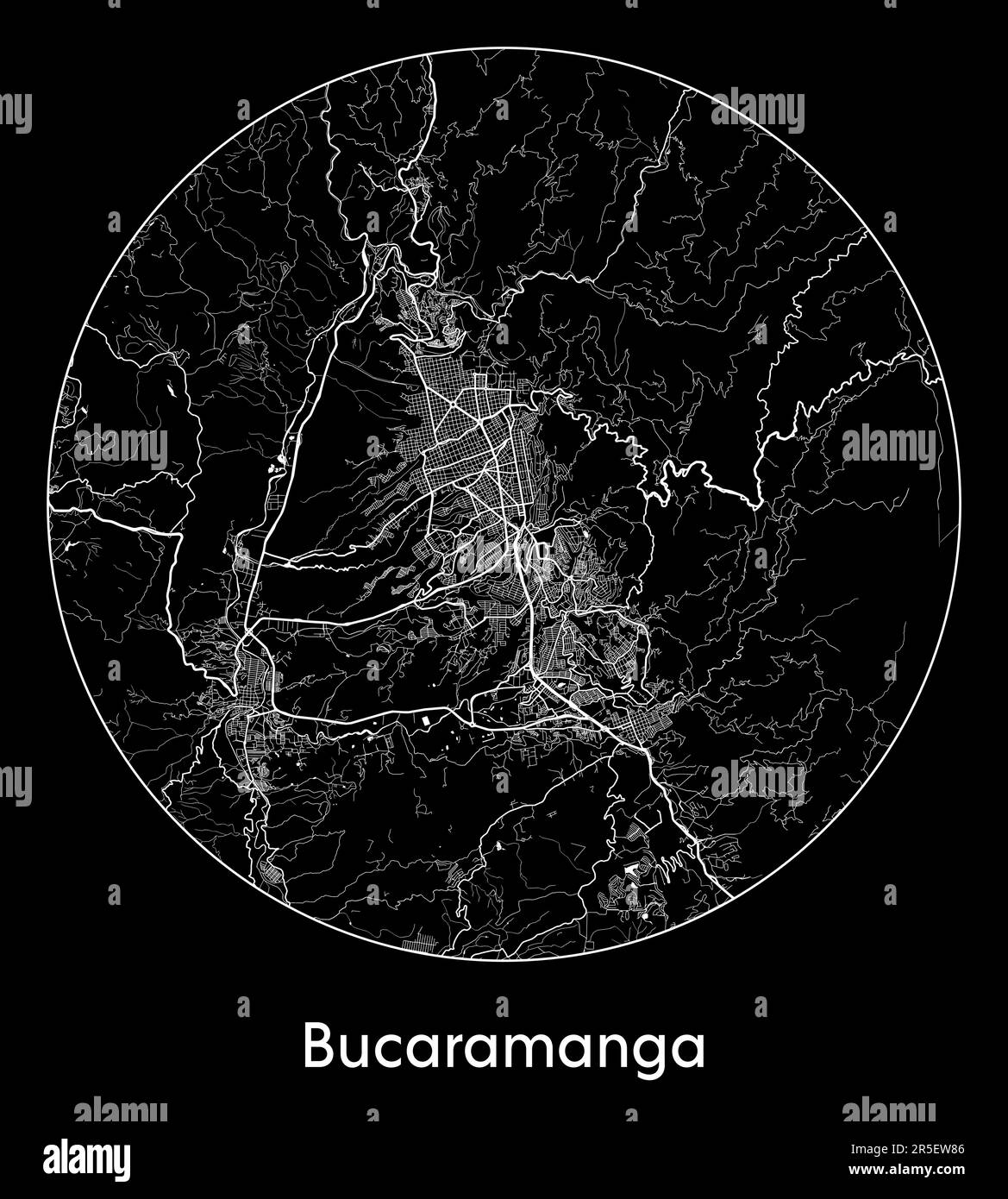 Mappa della città Bucaramanga Colombia Sud America illustrazione vettoriale Illustrazione Vettoriale
