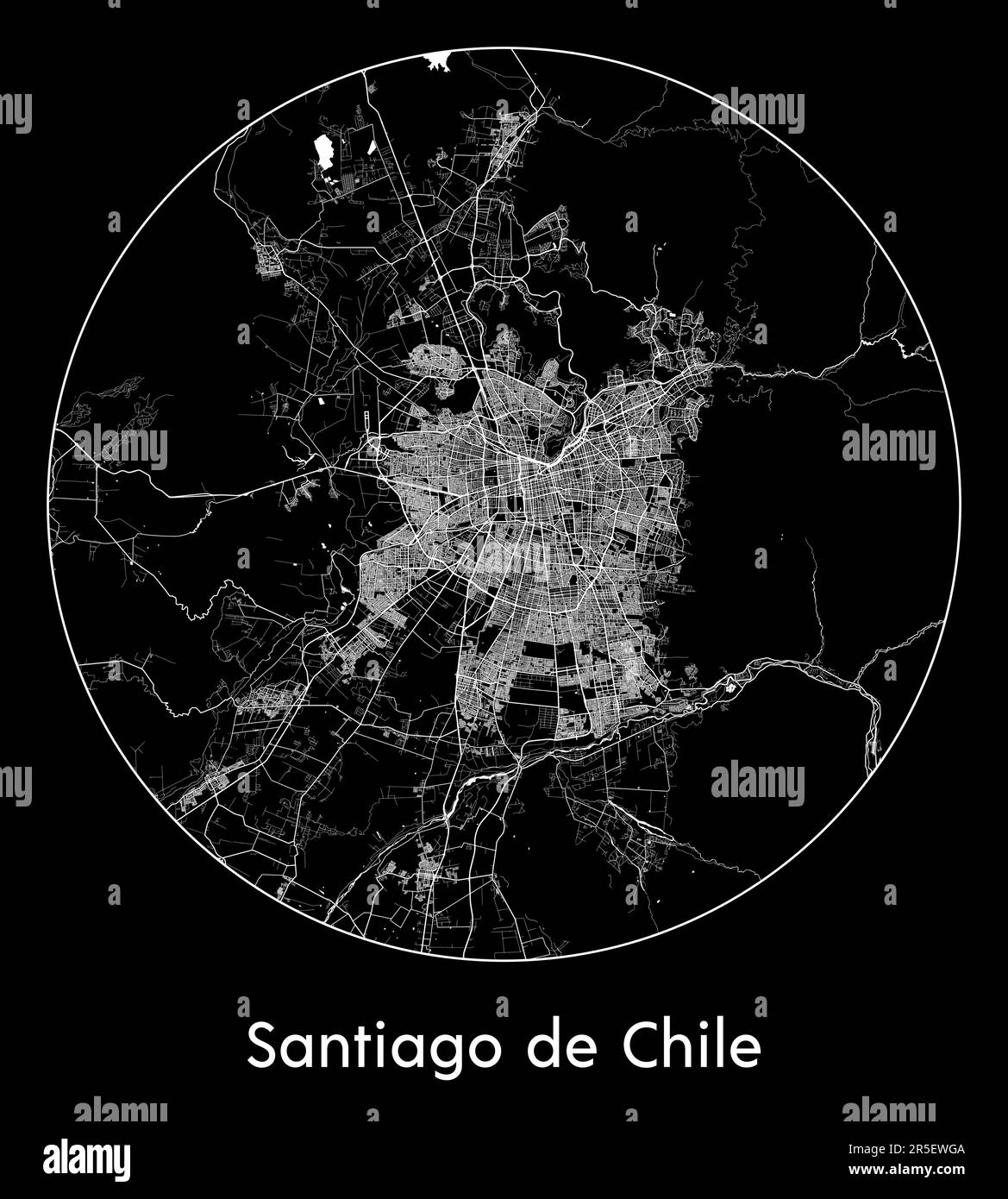 Mappa della città Santiago del Cile Cile Sud America illustrazione vettoriale Illustrazione Vettoriale