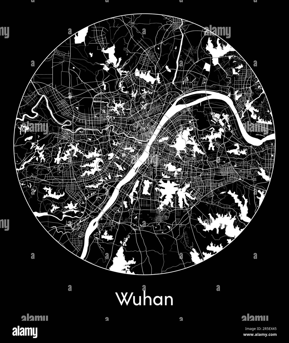 Mappa della città Wuhan Cina Asia illustrazione vettoriale Illustrazione Vettoriale