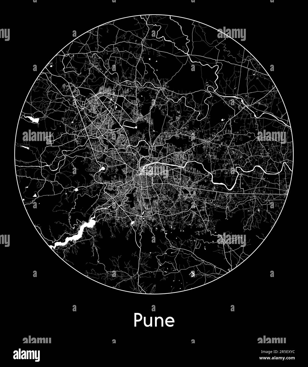 Mappa della città Pune India Asia illustrazione vettoriale Illustrazione Vettoriale