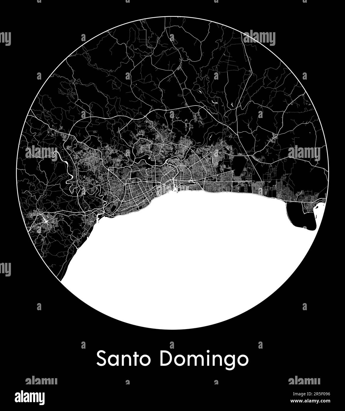 Mappa della città Santo Domingo Repubblica Dominicana Nord America illustrazione vettoriale Illustrazione Vettoriale
