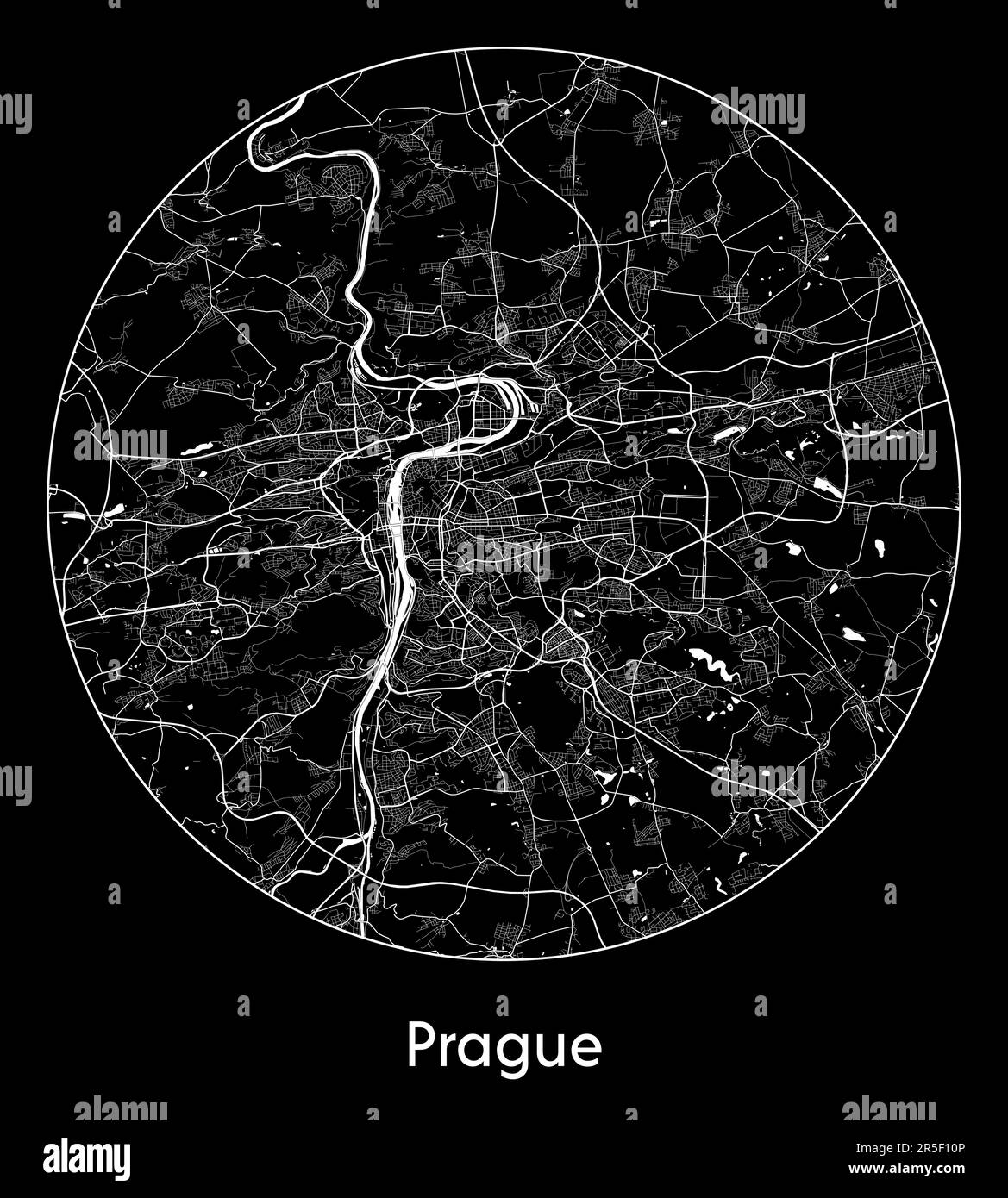Mappa della città Praga Repubblica Ceca Europa illustrazione vettoriale Illustrazione Vettoriale