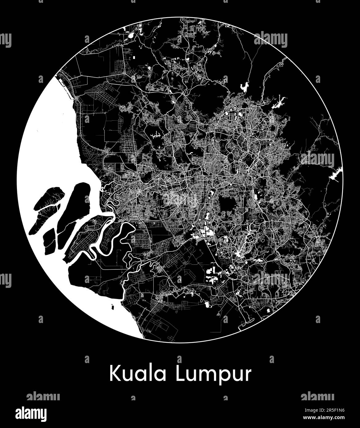 Mappa della città Kuala Lumpur Malesia Asia illustrazione vettoriale Illustrazione Vettoriale