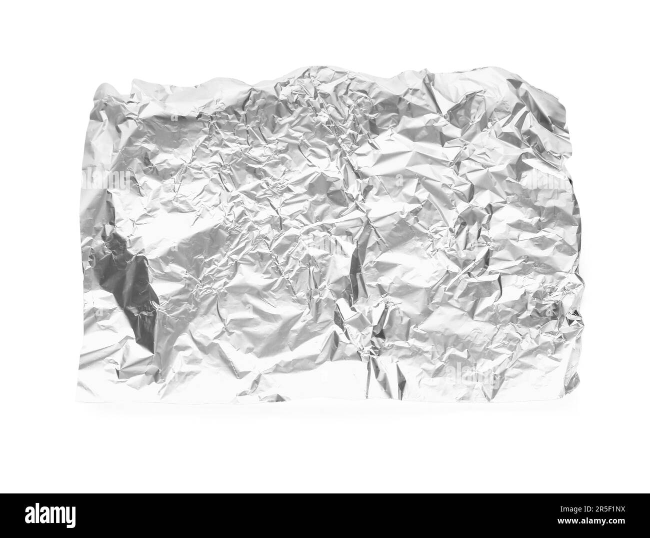 Foglio di alluminio sminuzzato su sfondo bianco Foto Stock