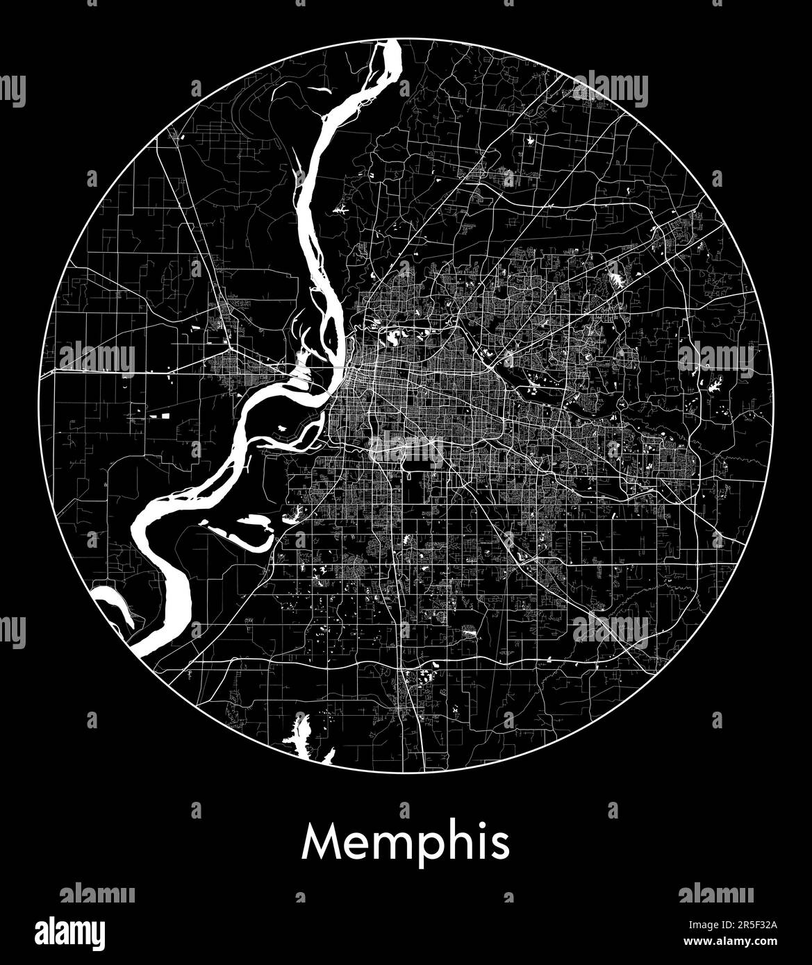 Mappa della città Memphis Stati Uniti Nord America illustrazione vettoriale Illustrazione Vettoriale