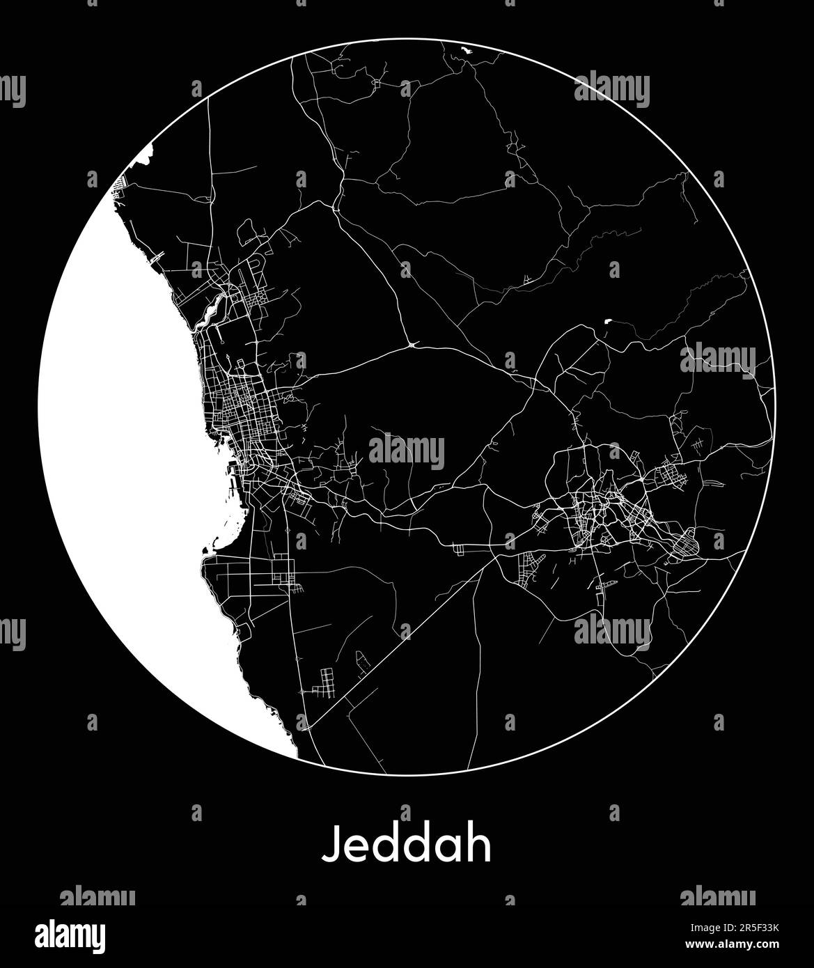 Mappa della città Jeddah Arabia Saudita Asia illustrazione vettoriale Illustrazione Vettoriale